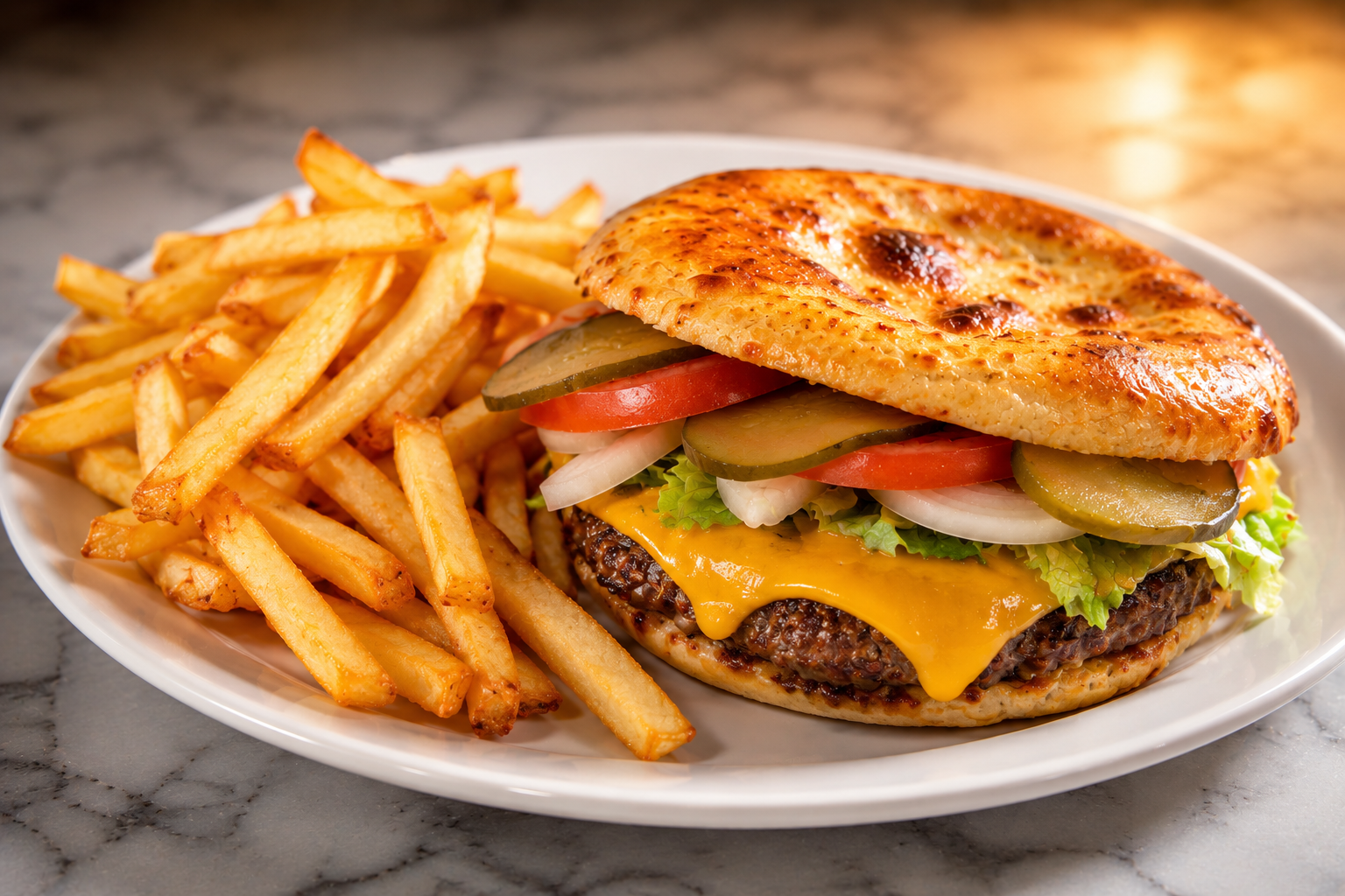Copoli cheeseburger and fries